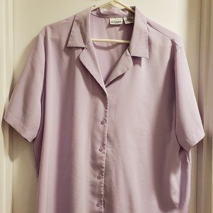 Liz Baker Women's 20W Lilac Button-Up Blouse